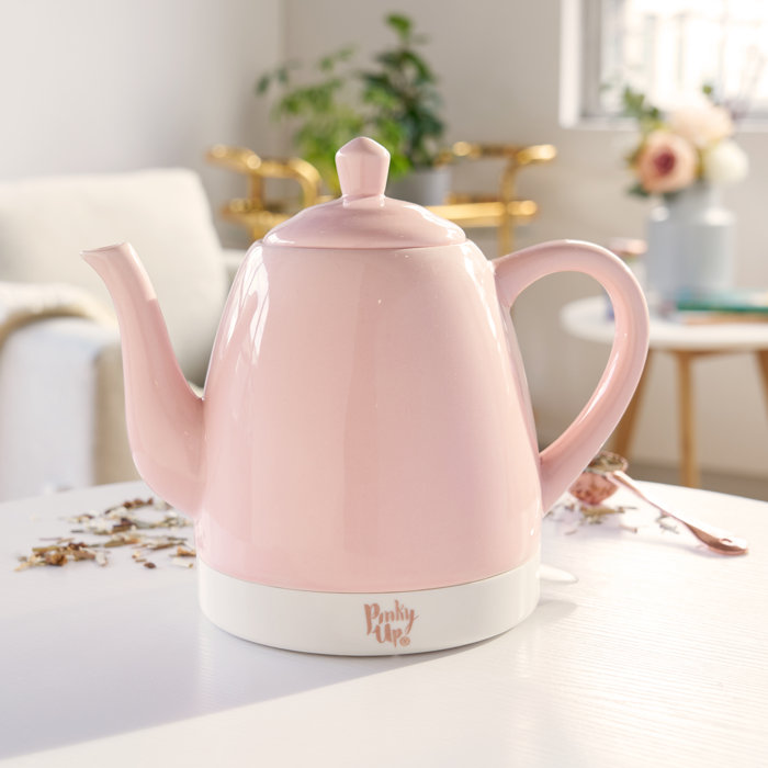 Pinky Up Noelle 1.5 L Ceramic Electric Tea Kettle, Pink, Rose Gold